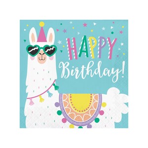 Llama Napkins, Llama Party Napkins, Llama Decor, Llama Birthday, Llama Party Decor, Alpaca Party, Fiesta Party, Cactus Party Napkins - 16 CT