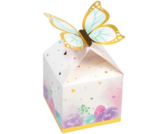 Butterfly Favor Boxes – 8 Pack Pastel Treat Boxes | Butterfly Party, Baby Shower, Birthday, Fairy Spring Decor, Princess Gift Bags