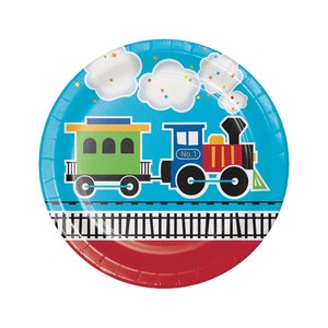 9&quot; Train Plates - Train Party Supplies, Train Party Plates, Train Birthday, Birthday Plates, Birthday Decorations, Choo Choo Train Party