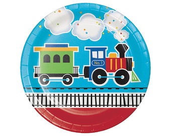 9" Train Plates - Train Party Supplies, Train Party Plates, Train Birthday, Birthday Plates, Birthday Decorations, Choo Choo Train Party
