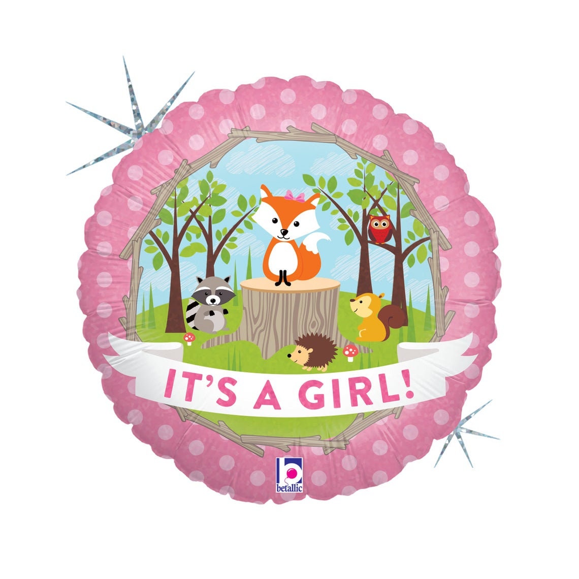 18 Woodland Baby Shower Balloon ITS A GIRL Woodland Baby Shower Forest Animals Balloon Woodland Party Balloon Fox Balloons