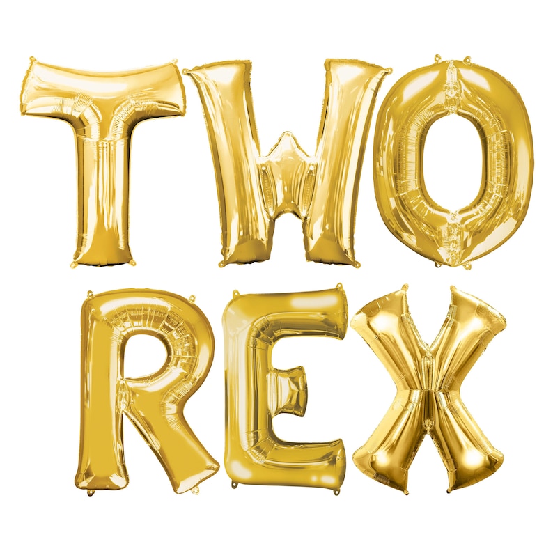 Two Rex Banner, 2nd Birthday Decor, Dinosaur Birthday Decorations, Two Rex Dinosaur Party Balloon Banner, Two Rex Birthday - 16in Tall Banner Only