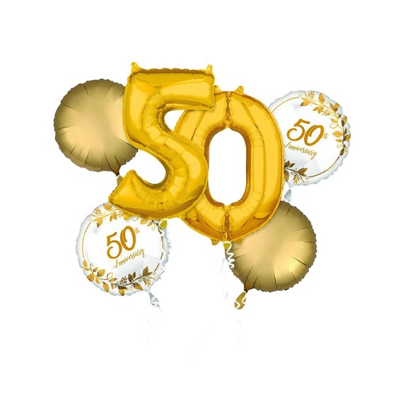 50th Anniversary Balloons Bouquet Fiftieth Anniversary Balloons 50th Anniversary Decorations Decor 50th Party Supplies Anniversary Big 50