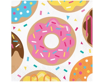 Donut Napkins - Donut Party, Donut Birthday Party, Donut Party Supplies, Sprinkles Party, Donut Bar, Doughnut Party, Donut Party Decorations