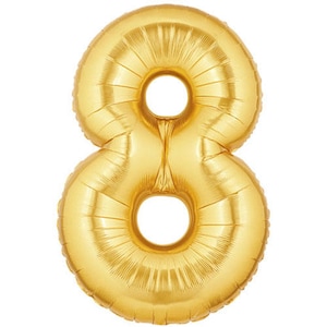 34&quot; Number 8 Gold Mylar Balloon - Number 8 Balloon- EIGHT Balloon - Eighth Birthday Decor- Eighth Birthday Photo Prop - 8th Birthday Decor