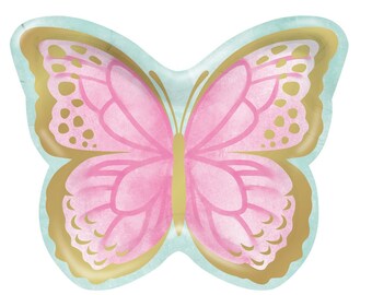 Butterfly Plates – 9" Pastel Dinner Plates (8 Ct) | Butterfly Party, Baby Shower, Birthday, Fairy Garden Decor