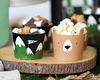 Treat Cups | Paper Baking Cups - Camping Birthday Party - Adventure Party - Woodland Party - Bear Birthday Party - Woodland Baby Shower