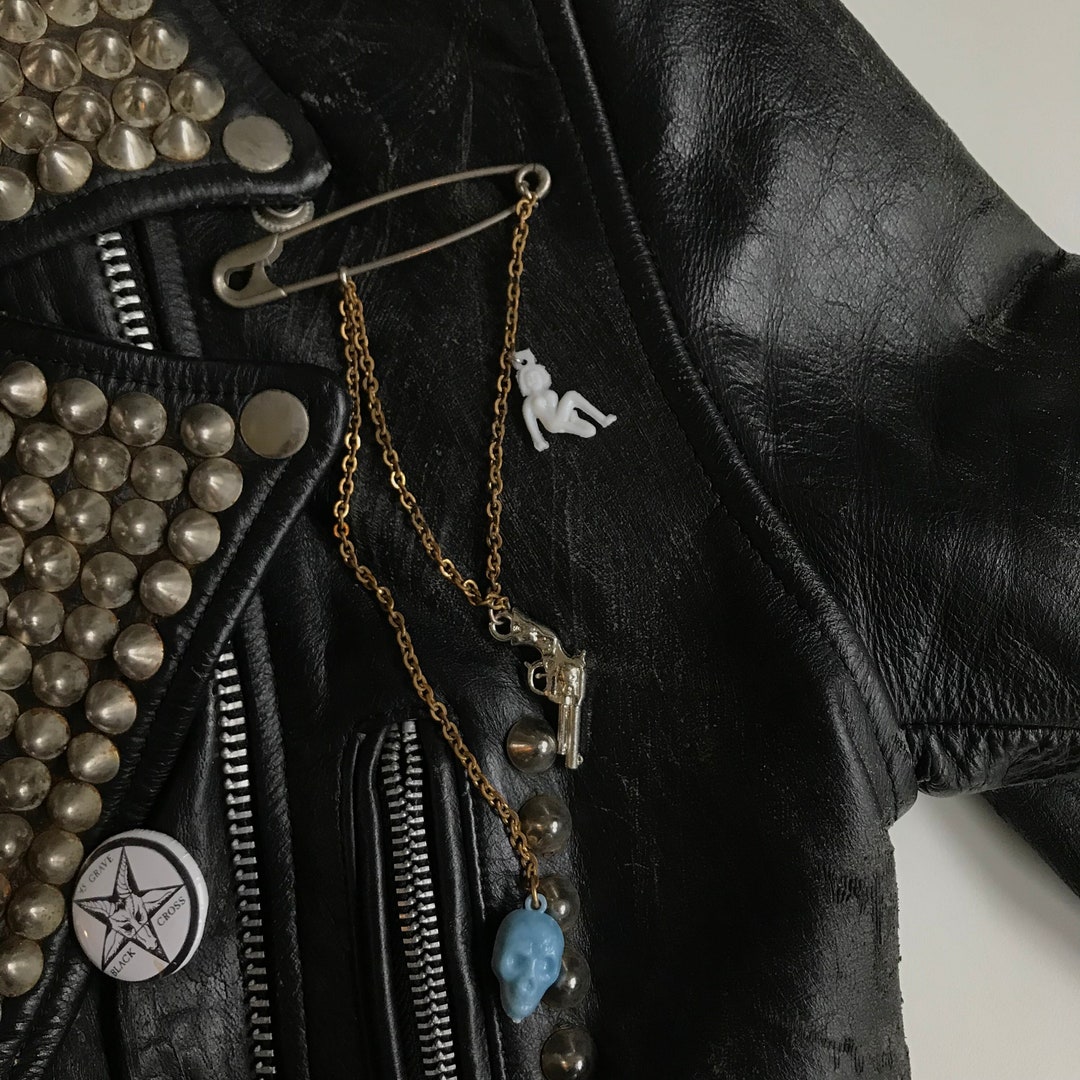 Handmade Punk Safety Pin & Cracker Jack Charm Brooch Etsy