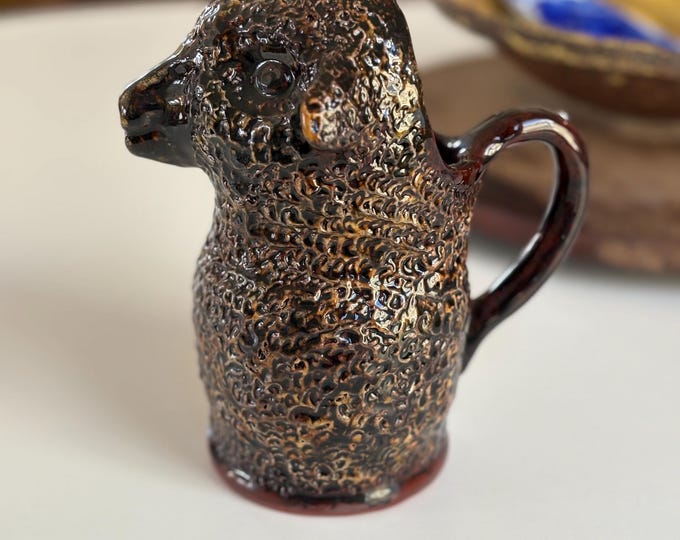 1997 Signed Ned Foltz Redware Lamb Pitcher, Mint