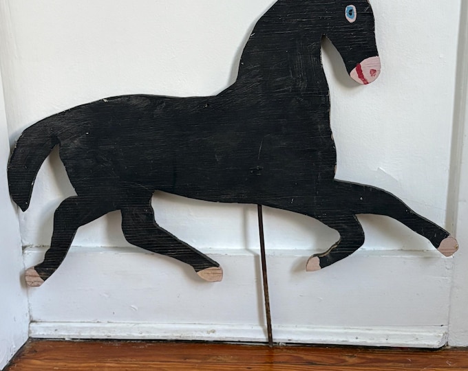 1940s Folk Art Yard Art Trotting Horse, Wooden