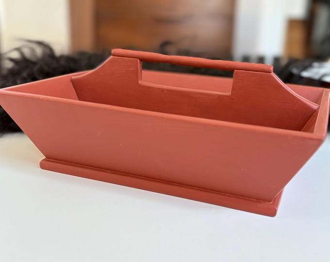 1940s Handmade Small Red Wooden Shaker Caddy, 11.5”