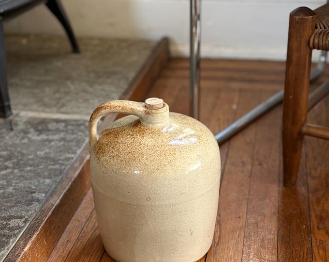 1900s Primtiive Stoneware, Salt Glaze Jug 9”