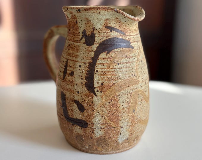 1960s Japanese Stoneware Pitcher 6.5”, Unsigned