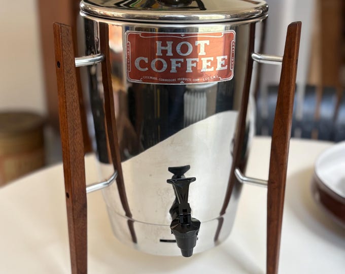 1960s MCM Regal Ware Chrome & Teak Leg Large Coffee Maker, Works!