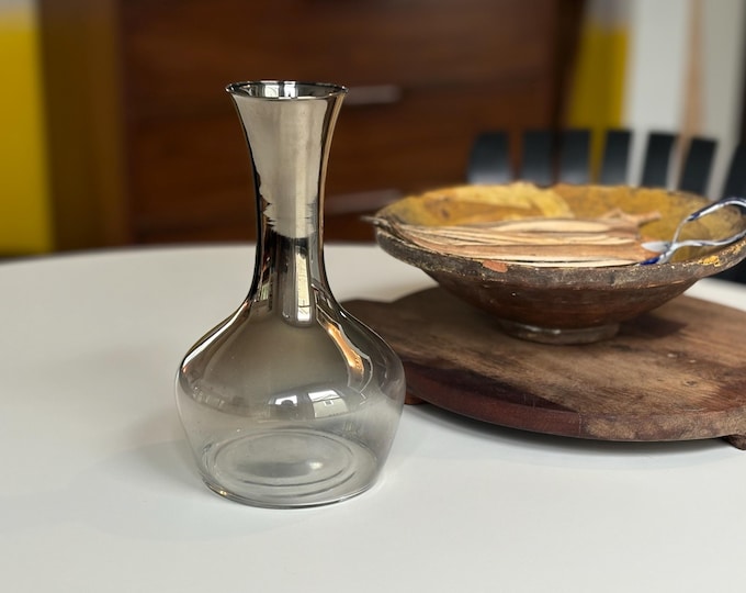 1960s Dorothy Thorpe Chrome Glass Carafe/Decanter 8.5”
