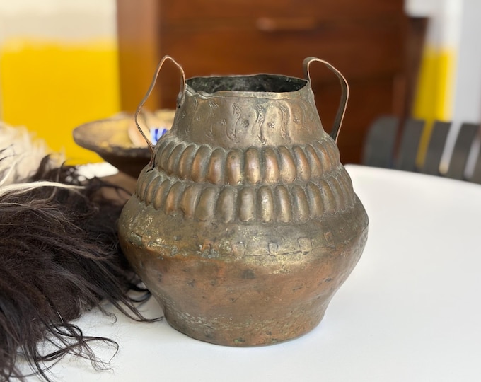 1900s Indian Hammered Copper Vase, Large