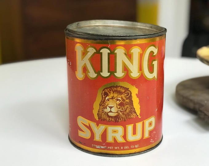 1940s Baltimore’s King Syrup 8lb Tin Can