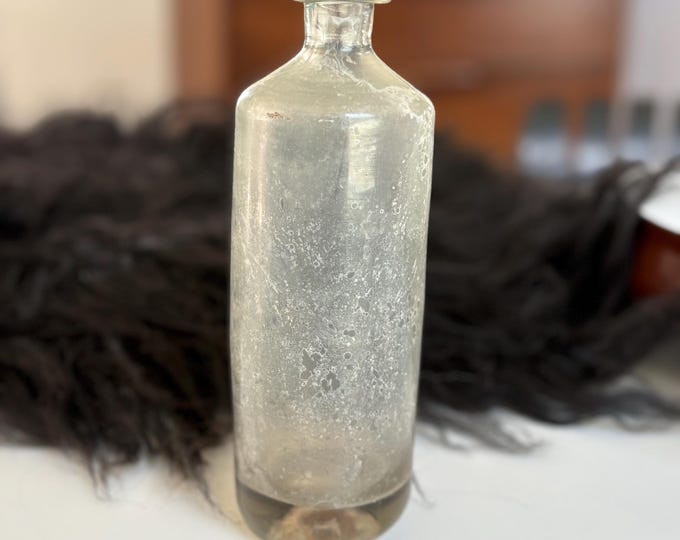 1800s Glass Medicine Bottle, Dug Bottle, Handblown 7.25”