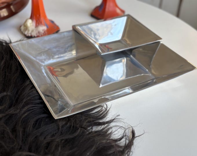 Vintage Mexican Pewter Nesting Serving Bowl Set