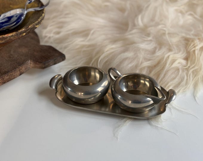 MCM Royal Holland Daalderop Pewter Sugar & Creamer Set