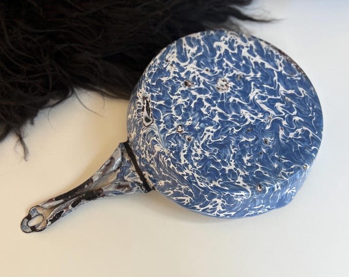 1900s Blue Splatter Enamelware Skillet