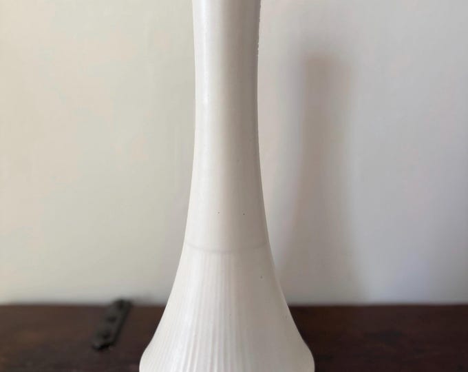 1950s McCoy Pottery Matte White MCM Fluted Vase, 13”