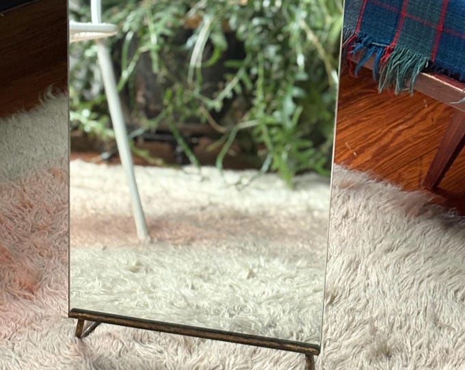1967 Wire Electro Copper Plated Standing Table Mirror by Carolina Mirror Corp.