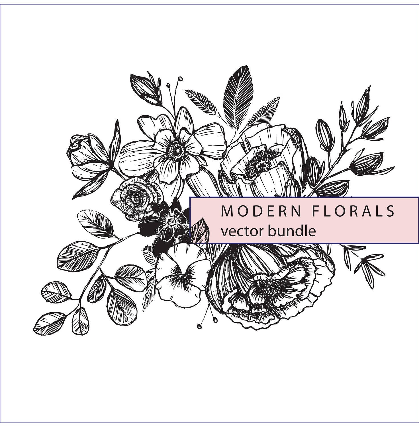 Modern Florals Vector Bundle Flower svg | Etsy