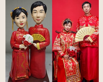 Anpassad figur, Anpassad skulptur, Anpassad bröllopstårtdekoration, Brud och brudgumstårta