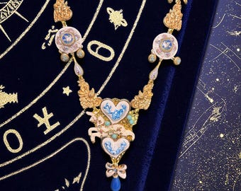 Art Jewelry 3D Effect Celestial Unicorn Enamel Huge Necklace