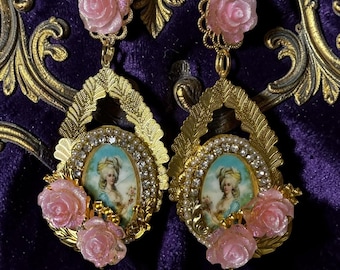 Marie Antoinette Victorian Cameo Studs Earrings