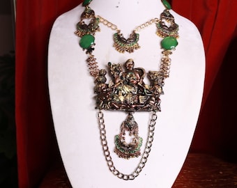 Vintage Style Greek Goddess Necklace, Art Jewelry, Patina Bronze Effect
