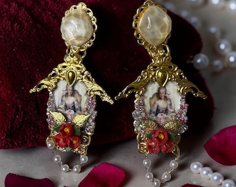 Marie Antoinette Victorian Cameo Studs Earrings