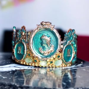 Halloween  Malachite Effect Victorian Hand Painted Headband Crown