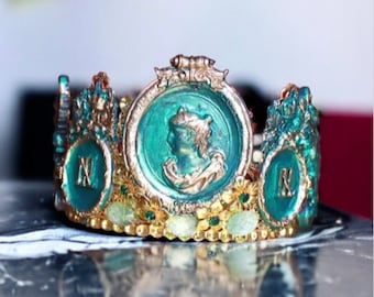Halloween  Malachite Effect Victorian Hand Painted Headband Crown