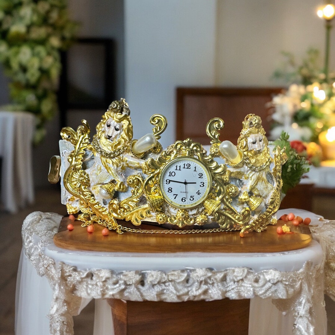 Baroque Medieval Lions Gold Massive Wide Waist Elastic Belt 