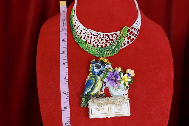 Joyería de arte Efecto 3D Adorable Loro Ventana Flor Pod Collar Colgante imagen 5