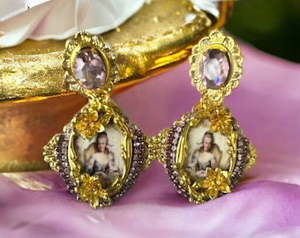 Young Marie Antoinette Victorian Pale Pink Studs Earrings
