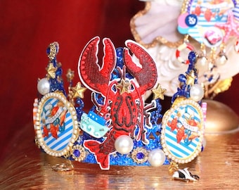 Baroque Applique Lobster Sea gul Nautical Embellished Headband