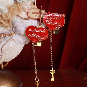 Baroque Rococo Red Heart Enamel I am Your Heart Studs Earrings