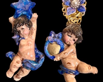 Baroque Musical Cherubs Angels  Studs Earrings