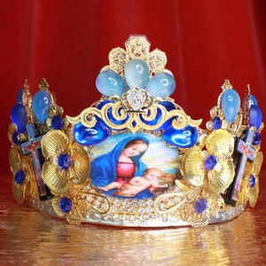 Madonna Virgin Mary Sacred Heart Cameos  Stunning Headband Crown