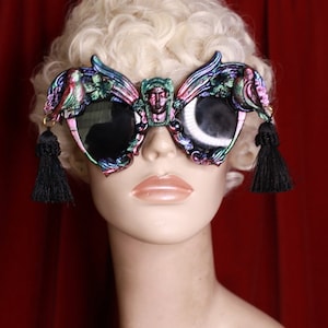 Baroque Dark Series Goddess Iridescent  Embellished Tassels Shades Sunglasses