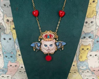 Adorable Cat Lovers Enamel Massive Necklace