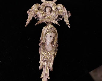 Vintage Style Architect Cherubs Large Brooch Pin