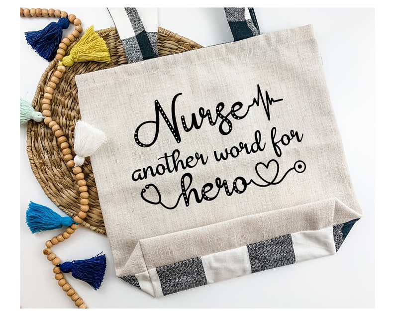 Nurse Another Word For Hero Tote Nurse Tote Reusable Bag Etsy
