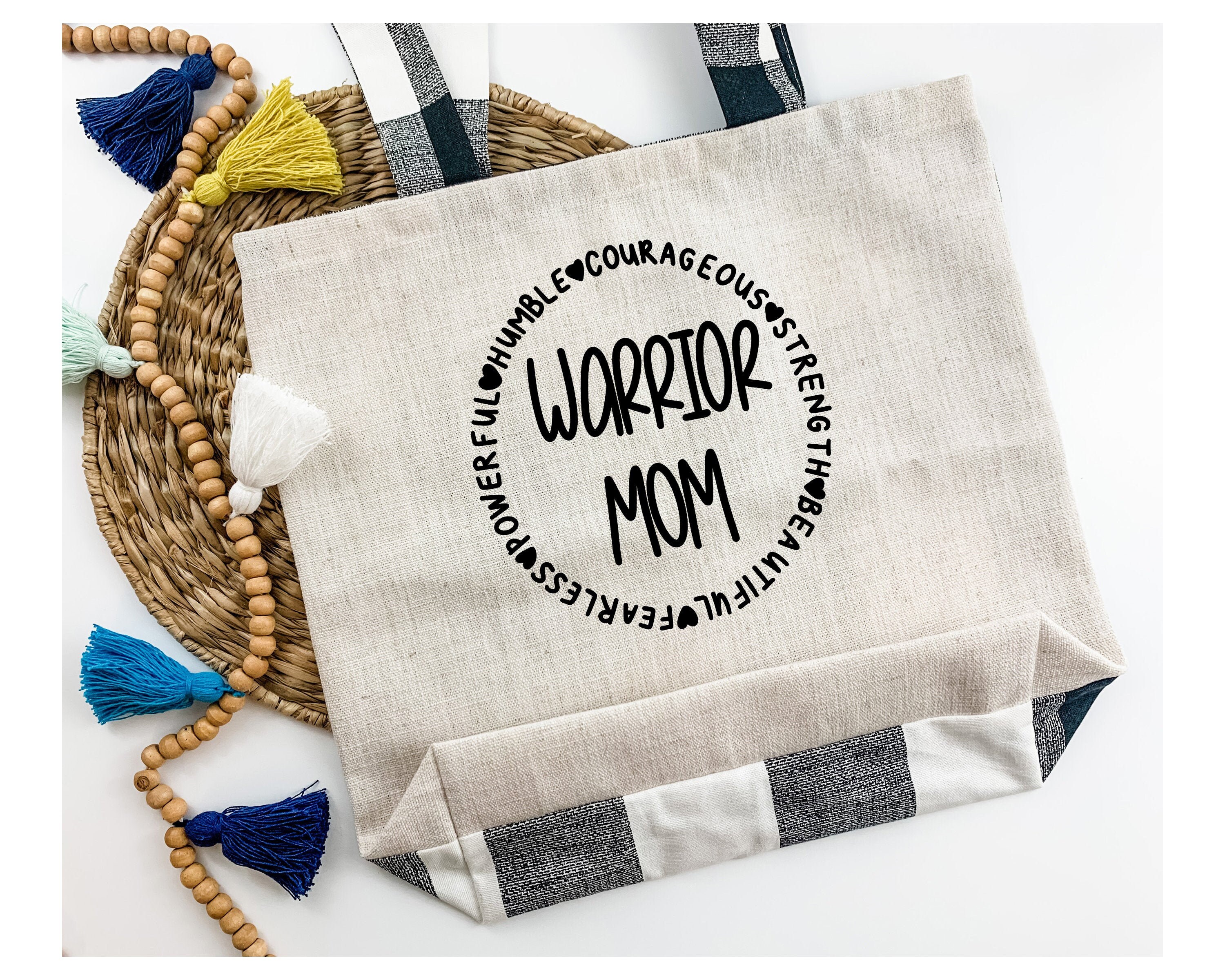 Warrior Mom tote reusable bags cute tote bag Mom tote bag Etsy