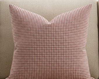 Red Gingham Pillow Cover Farmhouse Gingham Throw Pillow Red Check Pillow Cover Country Cottage Cushion Cover Square or Lumbar