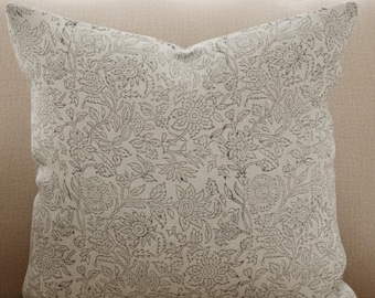 Neutral floral pillow cover beige ivory botanical throw pillow subtle vintage print cushion cover modern farmhouse decor