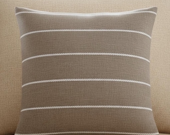 Neutral Stripe Pillow Cover Brown and Cream Striped Throw Pillow Farmhouse Stripe Cushion Cover Neutral Sofa Pillow